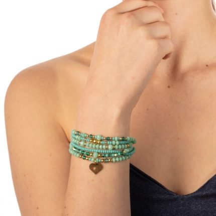 pulsera tejida en hilo con murano