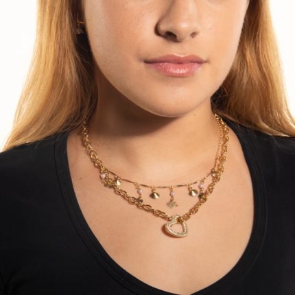 collar doble amor y perlas